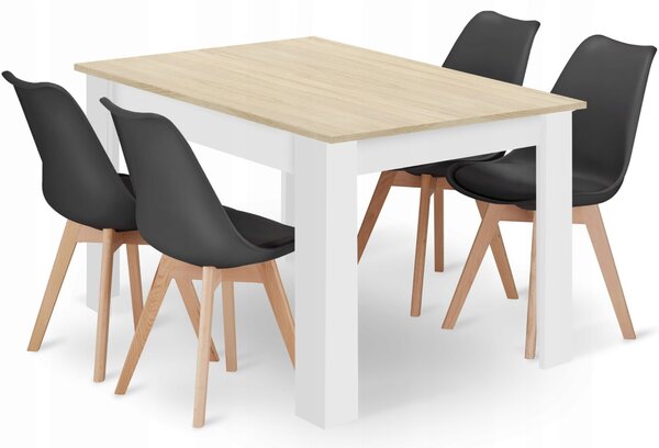 Sonoma étkezőszett – 120×80 cm-es asztal + 4 db MARK szék fekete/natúr láb