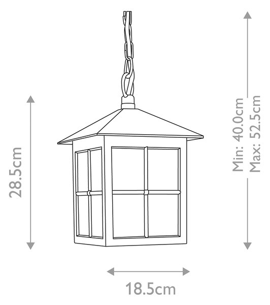Elstead klasszikus kültéri függeszték winchester fekete átlátszó IP43 elsbl18b-black