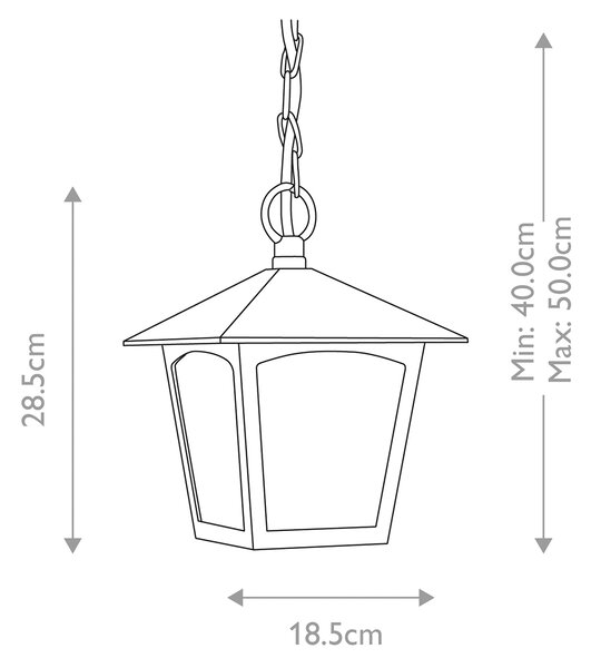 Elstead klasszikus kültéri függeszték york fekete átlátszó IP43 elsbl6b-black