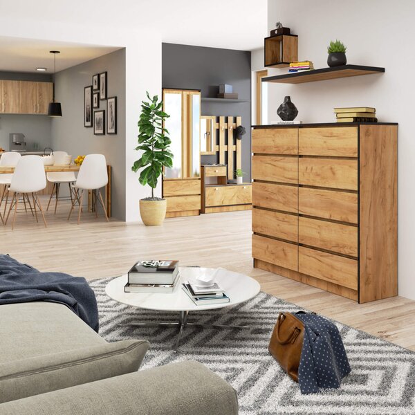 AKORD CLP K120 Komód Laminált Tölgy Craft 10 Fiókos