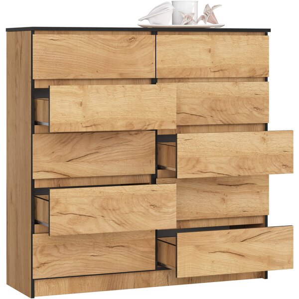 AKORD CLP K120 Komód Laminált Tölgy Craft 10 Fiókos