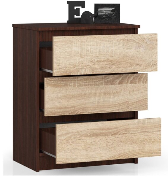 AKORD CLP Komód 3 Fiókos Laminált Wenge-Sonoma Tölgy