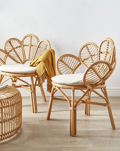 Kétdarabos páva alakú szék szett FLORENTINE II Rattan Természetes