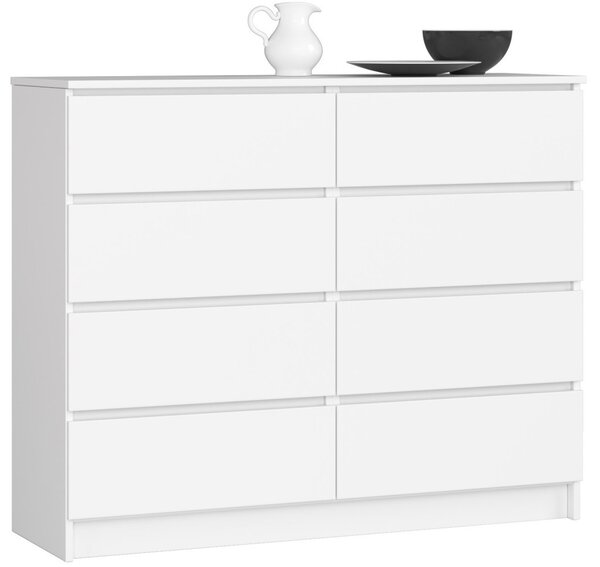 AKORD CLP 120 Komód 8 Fiókos Laminált Fehér Matt