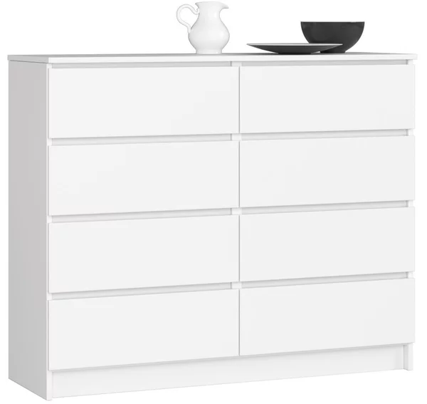 AKORD CLP 120 Komód 8 Fiókos Laminált Fehér Matt
