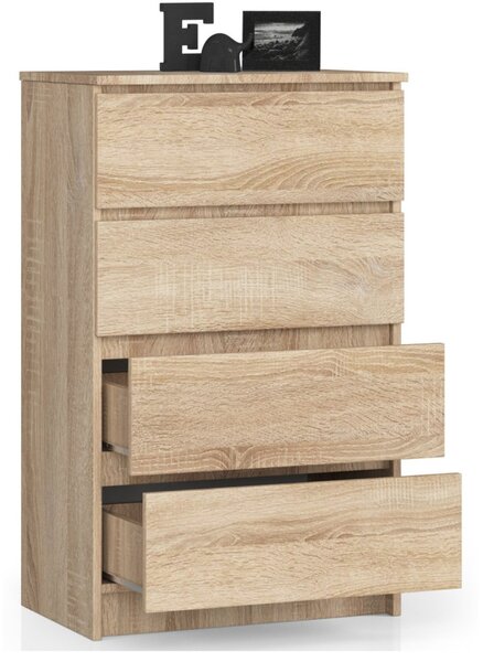 AKORD CLP K60 Komód Laminált Sonoma Tölgy 4 Fiókos