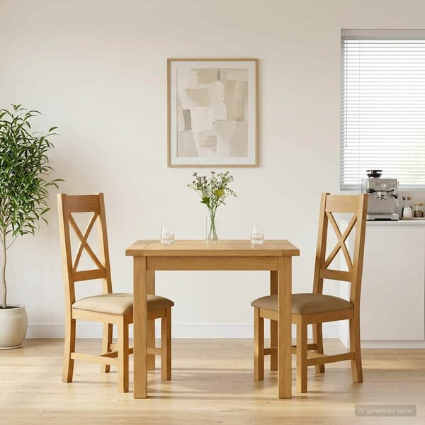 VidaXL Étkezőszék 2 pcs Tömör Tölgyfa Bézs 45 x 54 x 105 cm