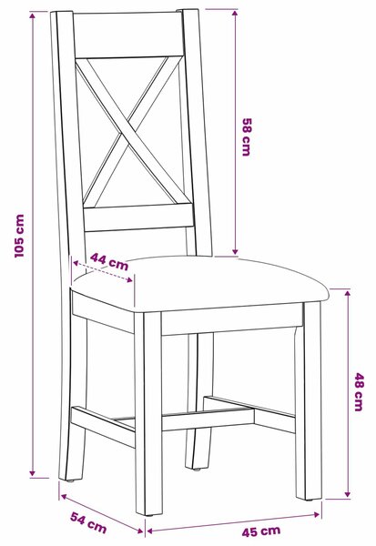 VidaXL Étkezőszék 2 pcs Tömör Tölgyfa Fekete 45 x 54 x 105 cm