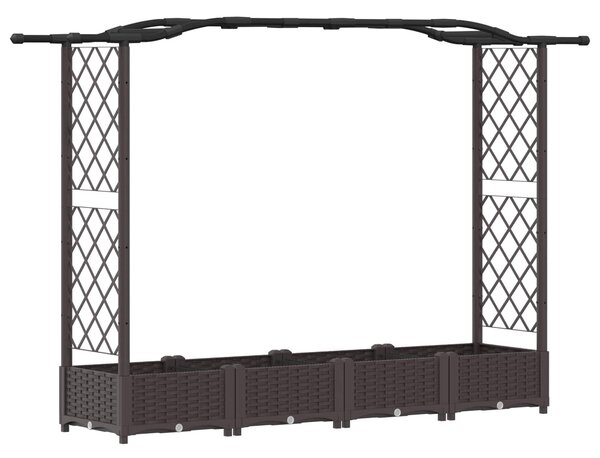 VidaXL Emelt ágyás rácsos kerítéssel és tetővel barna 207 x 40 x 126 cm PP