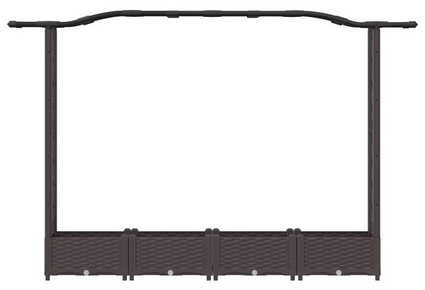 VidaXL Emelt ágyás rácsos kerítéssel és tetővel barna 207 x 40 x 126 cm PP