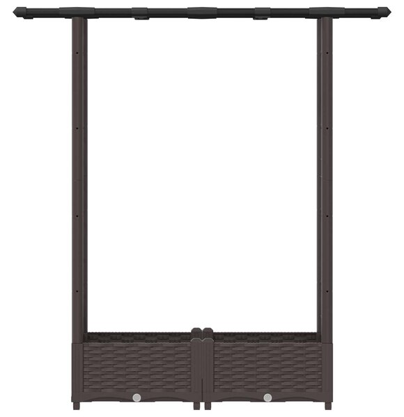 VidaXL Magasított ágyás rácsos kerítéssel és tetővel barna 122,5 x 40 x 123 cm PP
