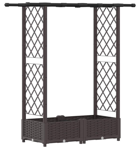 VidaXL Magasított ágyás rácsos kerítéssel és tetővel barna 122,5 x 40 x 123 cm PP