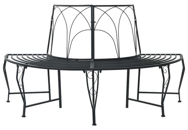 VidaXL Fa körüli pad 4 ülőhelyes 160 x 80 x 89 cm Acél Fekete
