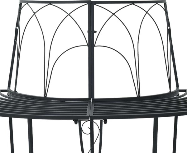 VidaXL Fa körüli pad 4 ülőhelyes 160 x 80 x 89 cm Acél Fekete