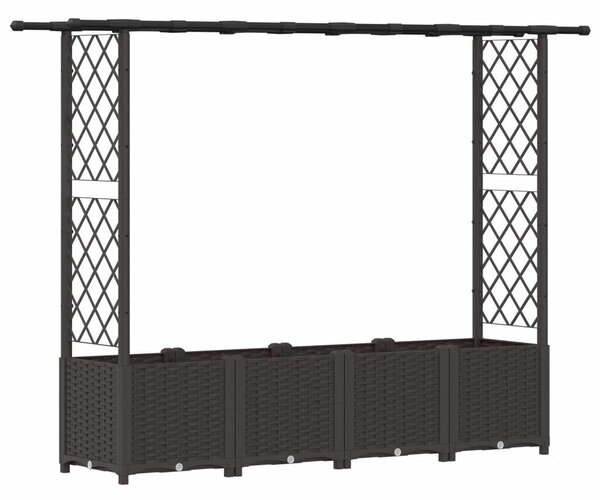 VidaXL Magasított ágyás ráccsal és tetővel, barna, 203 x 40 x 138 cm, PP