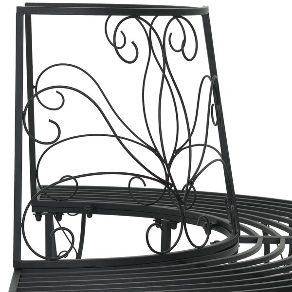 VidaXL 4 személyes fa körüli pad 160 x 80 x 89 cm acél fekete