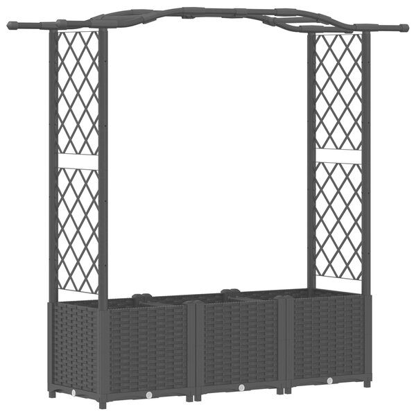 VidaXL Emelt ágyás ráccsal és tetővel, Fekete, 164 x 40 x 142 cm, PP