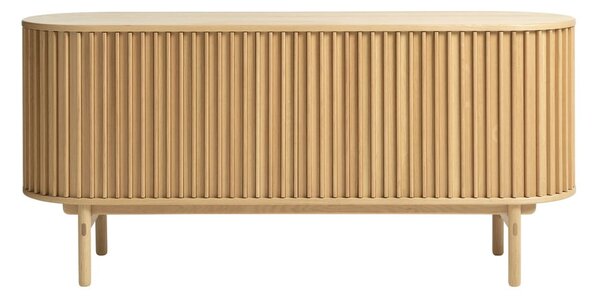 Natúr színű alacsony komód tölgyfa dekorral 160x73 cm Carno – Unique Furniture