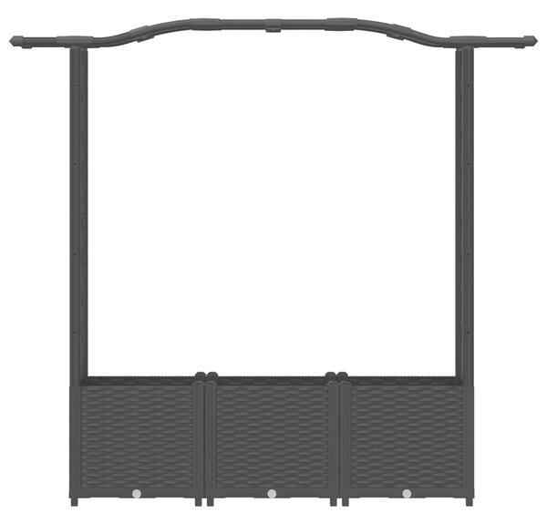 VidaXL Emelt ágyás ráccsal és tetővel, Fekete, 164 x 40 x 142 cm, PP