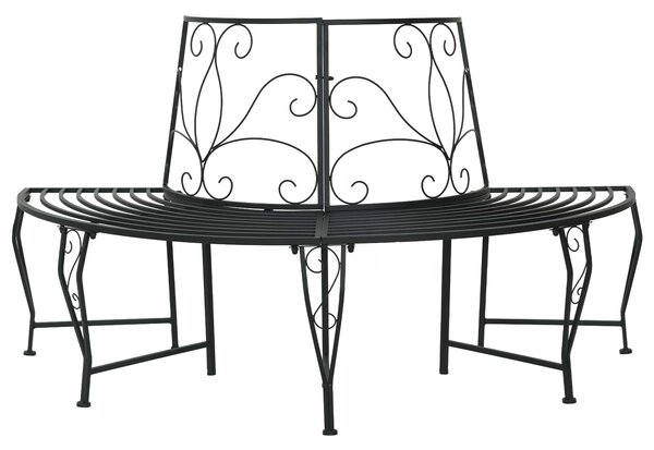 VidaXL 4 személyes fa körüli pad 160 x 80 x 89 cm acél fekete