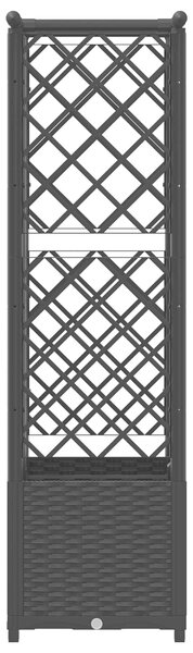 VidaXL Magasított ágyás rácsfallal és tetővel, fekete, 124,5 x 40 x 138 cm PP