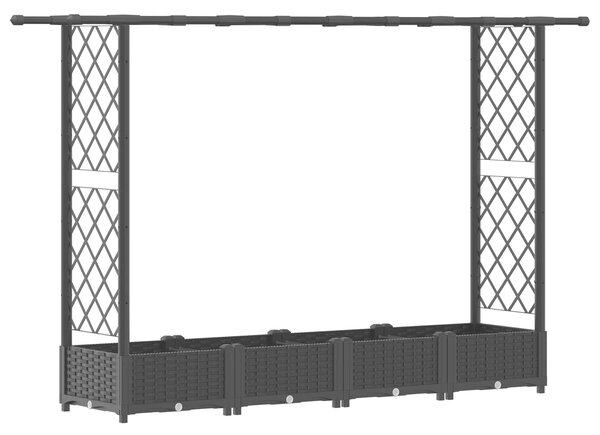 VidaXL magasított ágyás rácsokkal és tetővel, fekete 203 x 40 x 123 cm PP