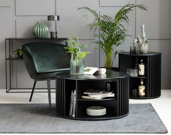 Fekete kerek dohányzóasztal ø 85 cm Siena – Unique Furniture