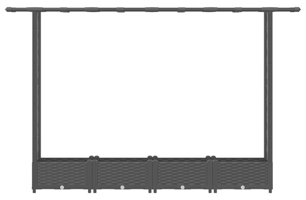 VidaXL magasított ágyás rácsokkal és tetővel, fekete 203 x 40 x 123 cm PP