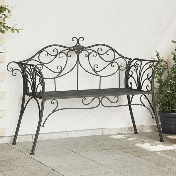 VidaXL Kerti pad 2-Ülőhelyek száma 130 x 47 x 90 cm Acél Ezüst Szürke