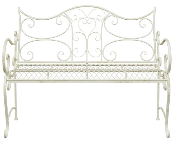 VidaXL Kerti pad 2-Ülőhelyek száma 114 x 56,5 x 90 cm Acél Antik fehér