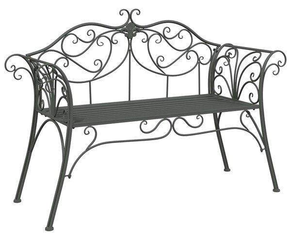 VidaXL Kerti pad 2-Ülőhelyek száma 130 x 47 x 90 cm Acél Ezüst Szürke