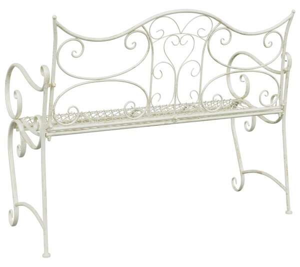 VidaXL Kerti pad 2-Ülőhelyek száma 114 x 56,5 x 90 cm Acél Antik fehér