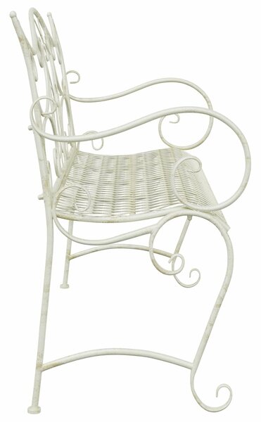 VidaXL Kerti pad 2-Ülőhelyek száma 114 x 56,5 x 90 cm Acél Antik fehér