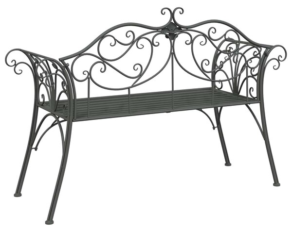 VidaXL Kerti pad 2-Ülőhelyek száma 130 x 47 x 90 cm Acél Ezüst Szürke