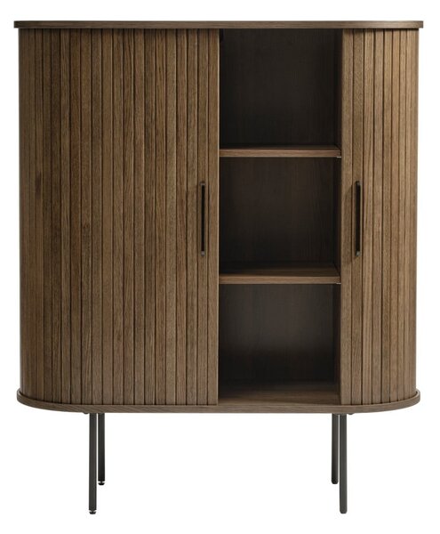 Barna szekrény tolóajtóval, tölgyfa dekorral 100x118 cm Nola – Unique Furniture