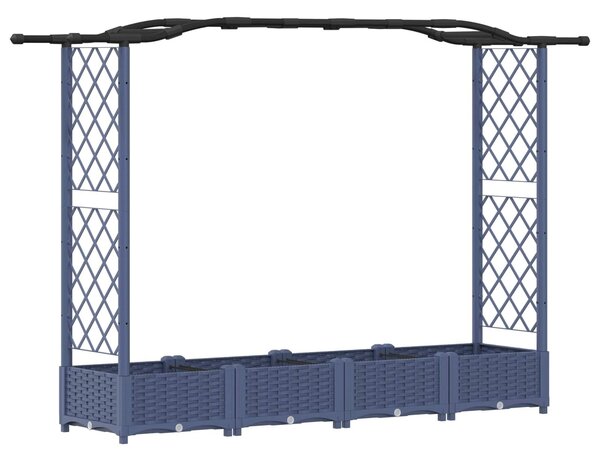 VidaXL Emelt ágyás rácsos fallal és tetővel, szürke, 207 x 40 x 126 cm, PP
