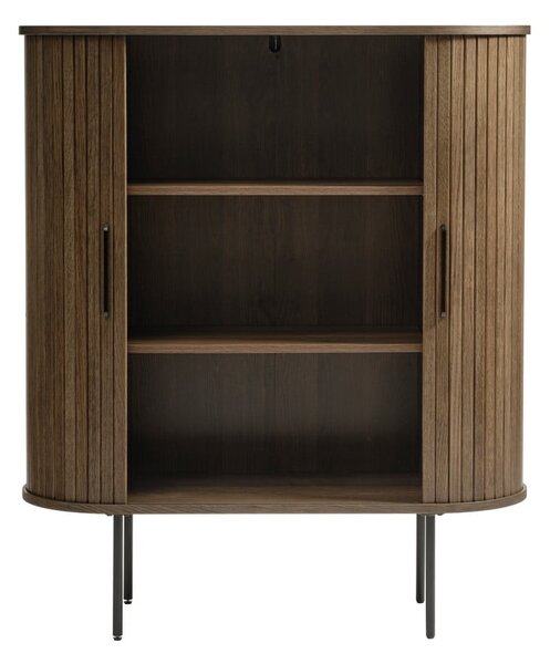 Barna szekrény tolóajtóval, tölgyfa dekorral 100x118 cm Nola – Unique Furniture