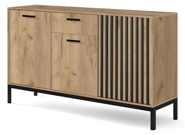 Komód Velvesu 104, Laminált forgácslap, 84x154x40cm, Fekete, Craft tölgy