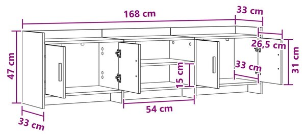 VidaXL TV szekrény 168 x 33 x 47 cm Sonoma Tölgy Szerelt Fa