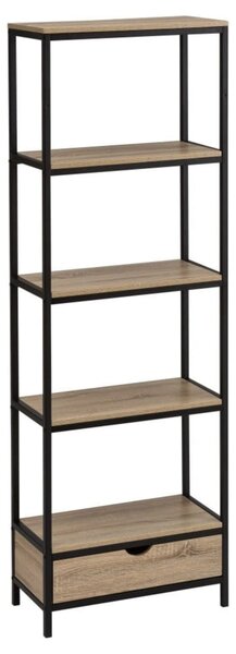 Fekete-natúr színű könyvespolc tölgyfa dekorral 60x180 cm Urban – Casa Selección