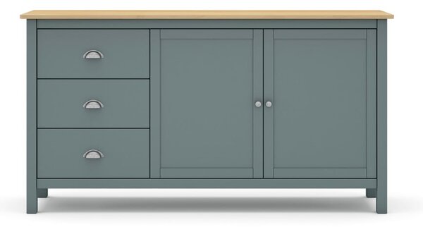 Zöldesszürke-natúr színű alacsony borovi fenyő komód 150x80 cm Misti – Marckeric