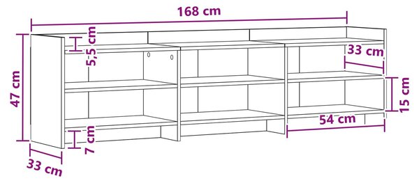 VidaXL TV szekrény 168 x 33 x 47 cm Fehér Szerelt Fa