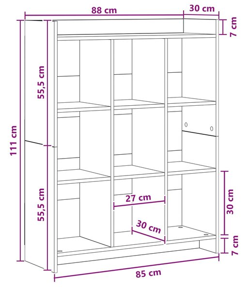 VidaXL Könyvszekrény Fekete Tölgy 87,5 x 30 x 111 cm Szerelt Fa