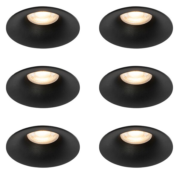 6 db fekete GU10 beépíthető spotlámpa szett 50 mm - Gijs