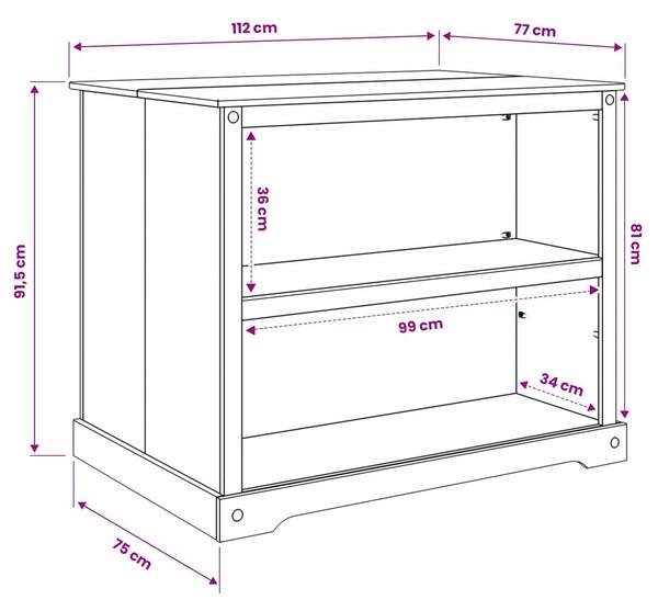 VidaXL Konyhai zsúrkocsi 2 db Méhviasz 112 x 77 x 91,5 cm