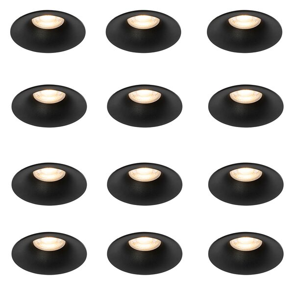 12 db-os süllyesztett spotlámpa szett fekete GU10 50 mm - Gijs