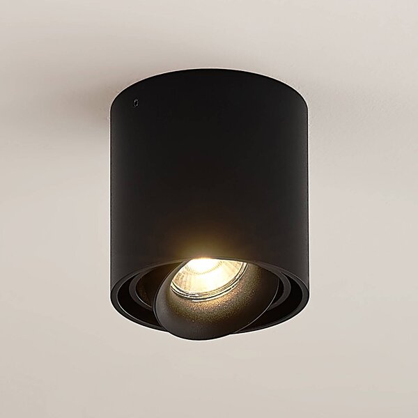 Arcchio downlight Walza, fekete, fém, Ø 9,3cm, GU10, dimmelhető, Fekete, Folyosó, Alumínium, Modern