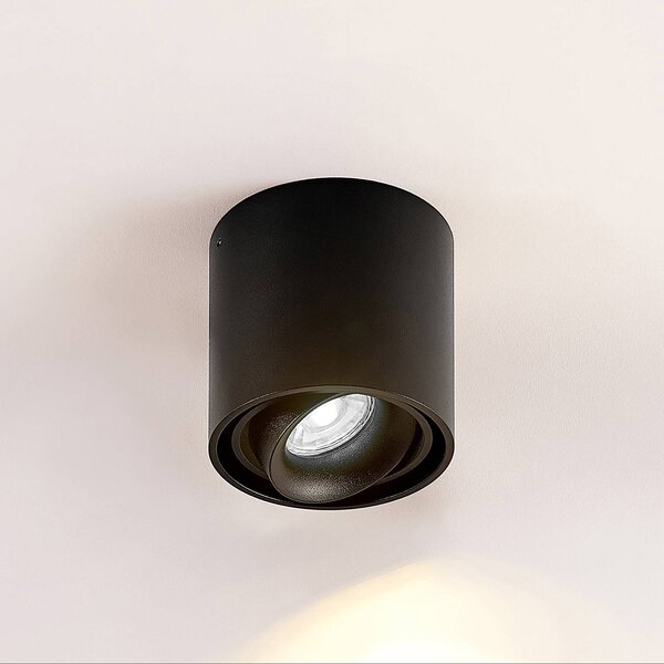 Arcchio downlight Walza, fekete, fém, Ø 9,3cm, GU10, dimmelhető, Fekete, Folyosó, Alumínium, Modern