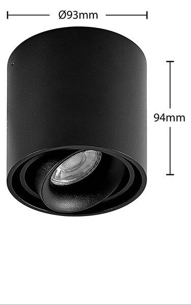 Arcchio downlight Walza, fekete, fém, Ø 9,3cm, GU10, dimmelhető, Fekete, Folyosó, Alumínium, Modern