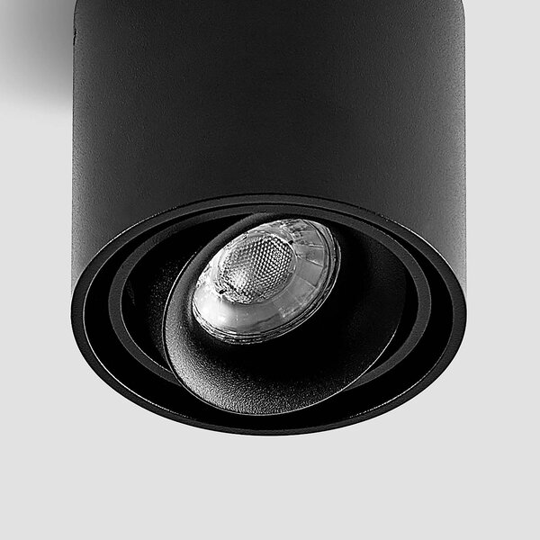 Arcchio downlight Walza, fekete, fém, Ø 9,3cm, GU10, dimmelhető, Fekete, Folyosó, Alumínium, Modern